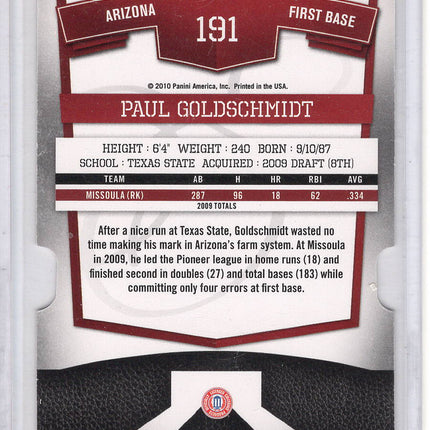 2010 DONRUSS Elite Emerald Paul Goldschmidt Rookie Card 17/25!