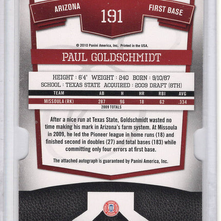 2010 DONRUSS Elite Emerald Paul Goldschmidt Auto Rookie Card 01/25!