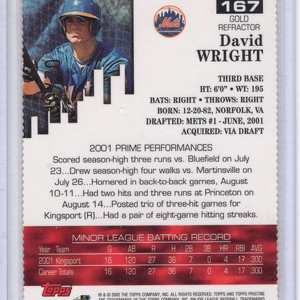 2002 Topps Pristine Gold Refractor David Wright 19/70!