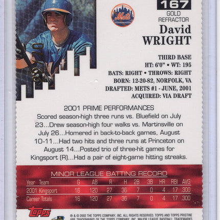 2002 Topps Pristine Gold Refractor David Wright RC 22/70!