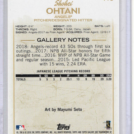 2018 Topps Gallery Shohei Ohtani RC