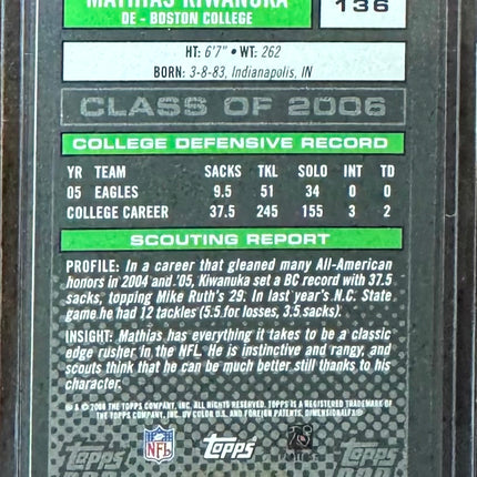 🏈 2006 Topps Draft Picks and Prospects (DPP) Rookie 085/199 Mathias Kiwanuka