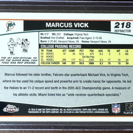 🏈 2006 Topps Chrome Refractor #218 Marcus Vick