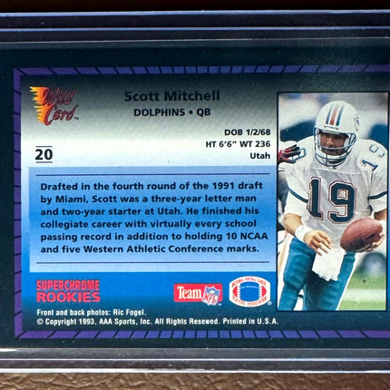 🏈 1993 Wild Card Super Chrome Rookies Scott Mitchell #20