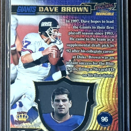 🏈 1997 Pacific Invincible #96 Dave Brown