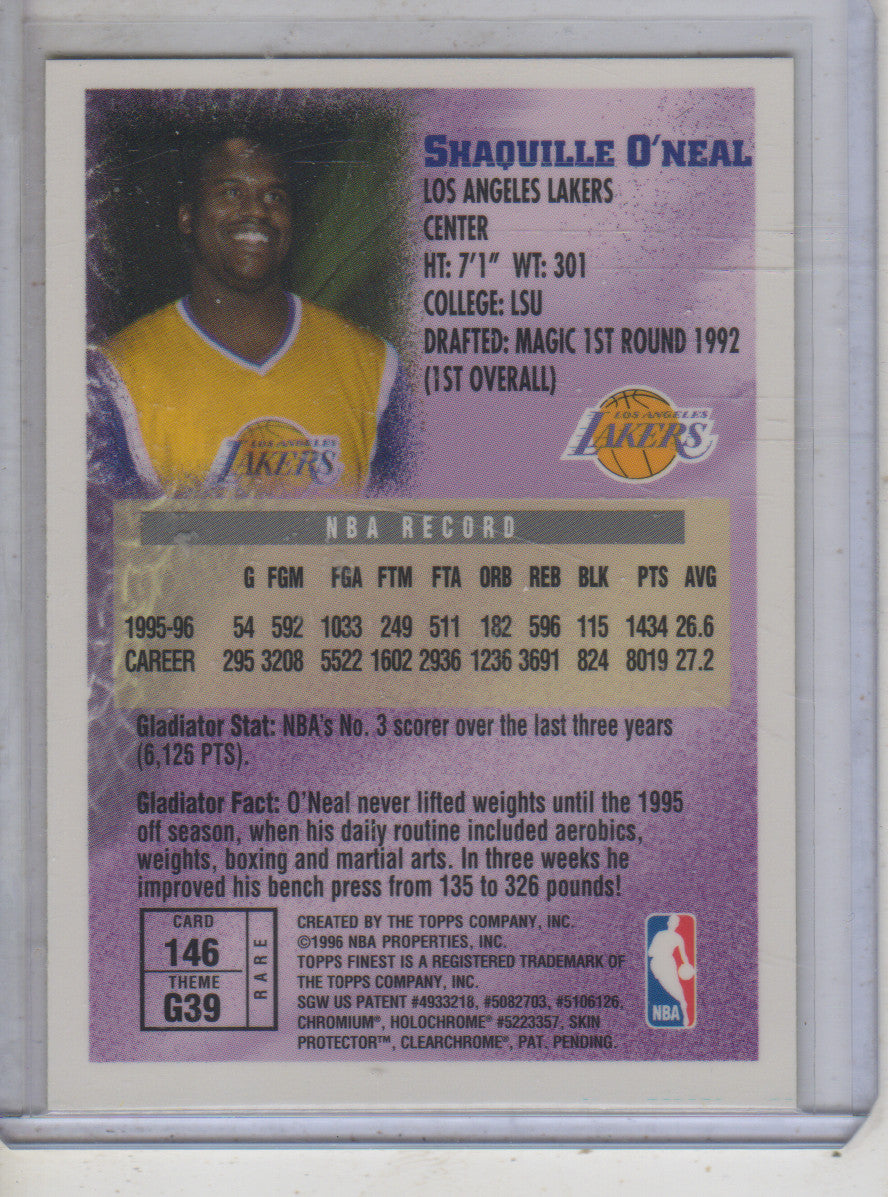 1996 Topps Finest Gold | Shaquille O'Neal *Rare* The Bull Deflector 1996 Topps Finest Gold | Shaquille O'Neal *Rare* The Bull Deflector