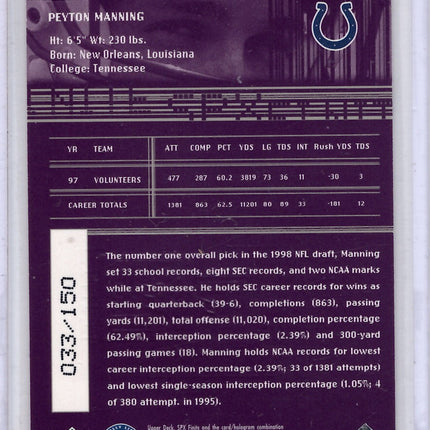 1998 Upper Deck Elite Spectrum Peyton Manning RC 033/150!