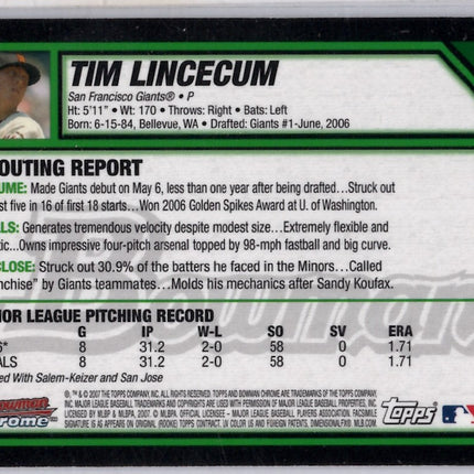 2006 Topps Bowman Chrome Tim Lincecum Rookie Card