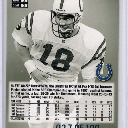 1998 Flair Showcase Legacy Peyton Manning RC 027/100!