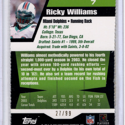 2004 Topps Pristine Gold Refractor Ricky Williams 27/99!