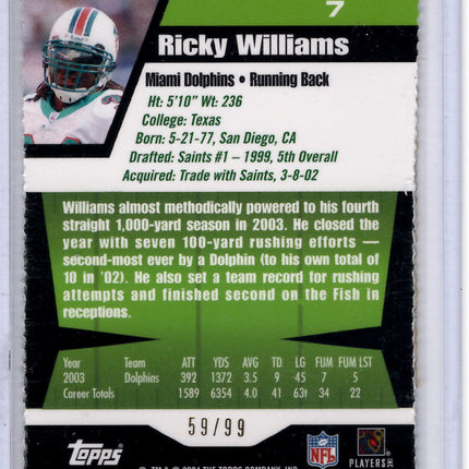 2004 Topps Pristine Gold Refractor Ricky Williams 59/99!