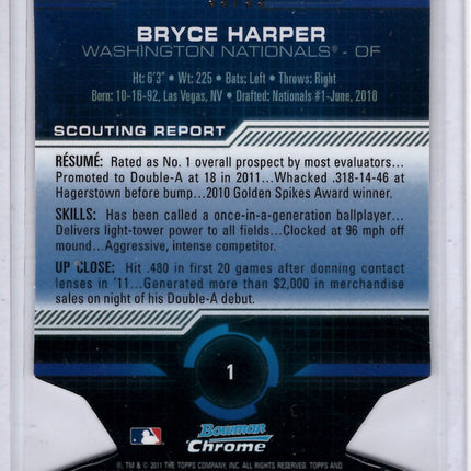 2011 Bowman Chrome Scouting Report Refractor Bryce Harper 39/99!