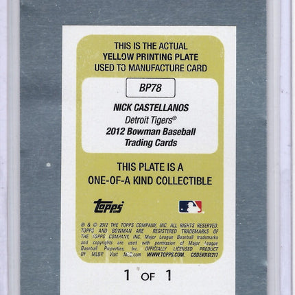 2012 Bowman Yellow Printing Plate Nick Castellanos 1/1 RC!