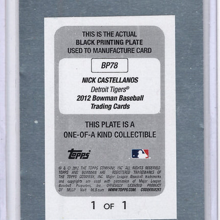 2012 Bowman Black Printing Plate Nick Castellanos 1/1! RC!