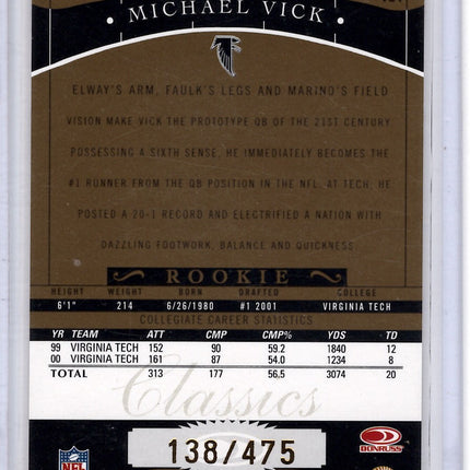 2001 Panini Donruss Classics Michael Vick Rookie card 138/475!